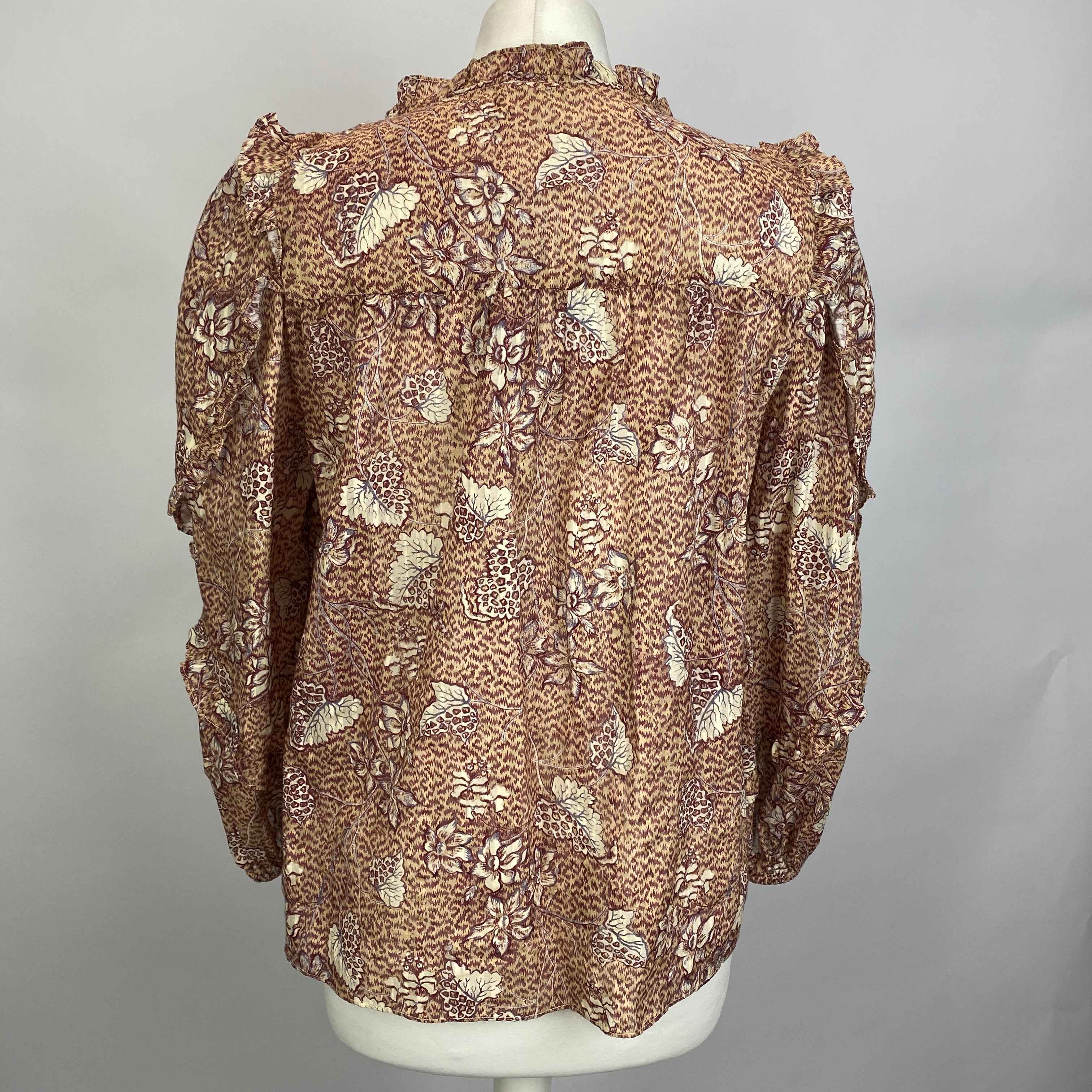 Ulla Johnson Deep Cream & Claret Floral Tunic Blouse M