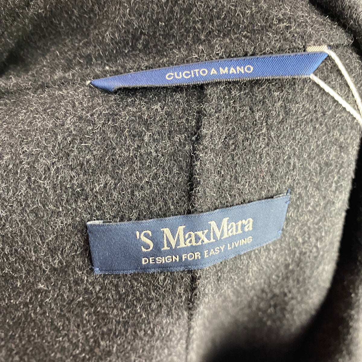 Max Mara Charcoal Wool & Angora Pea Coat S