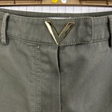 Valentino $990 Olive Cotton Drill Wide Leg Crop Pants XXS