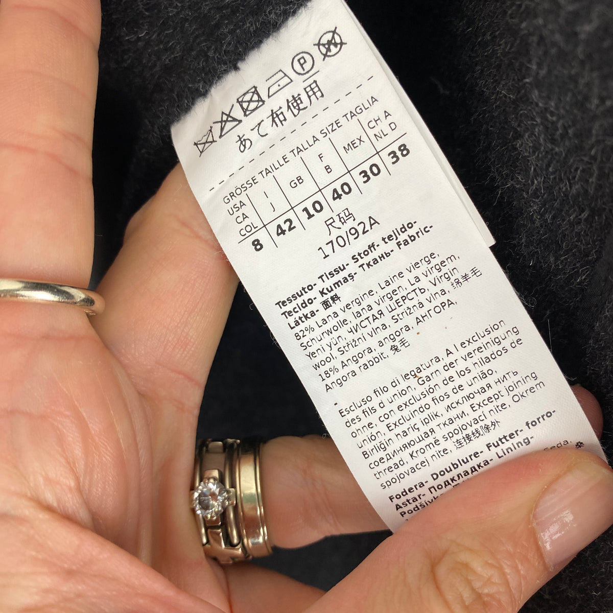 Max Mara Charcoal Wool & Angora Pea Coat S
