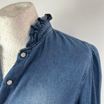 Ba&sh Denim Popper Button Ruffle Shirt S