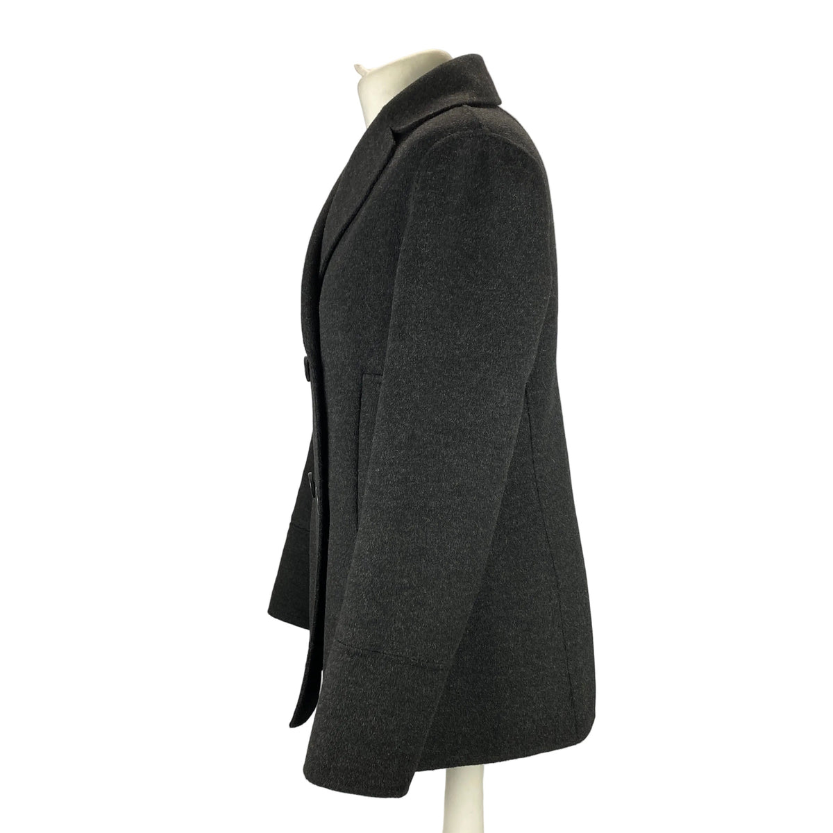 Max Mara Charcoal Wool & Angora Pea Coat S