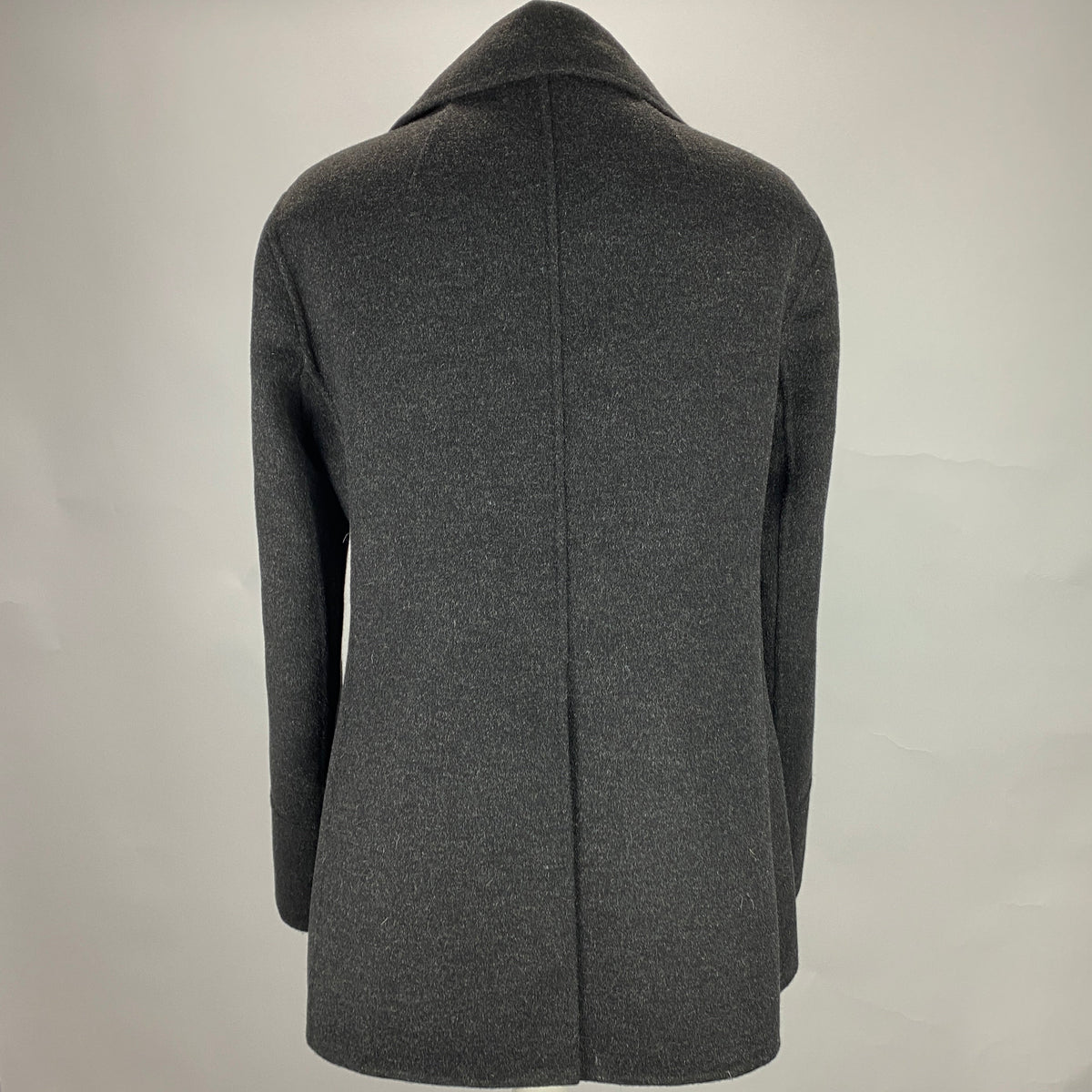 Max Mara Charcoal Wool & Angora Pea Coat S