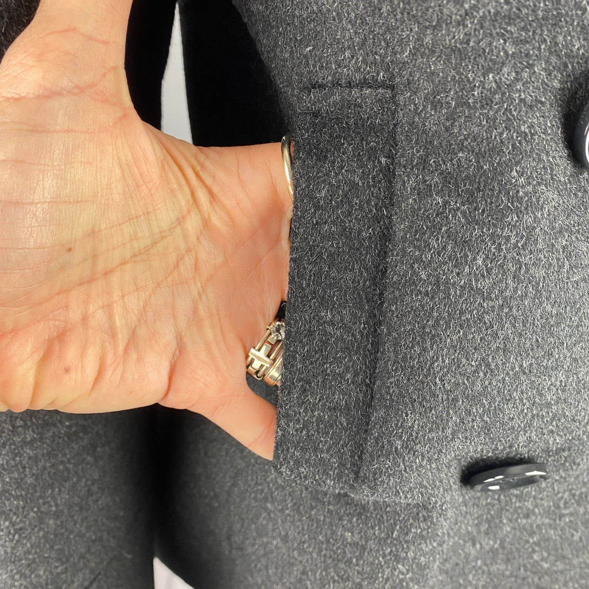 Max Mara Charcoal Wool & Angora Pea Coat S