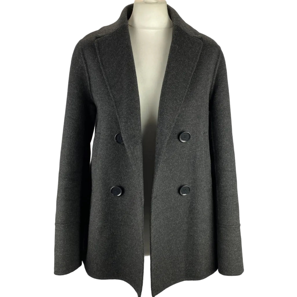 Max Mara Charcoal Wool & Angora Pea Coat S