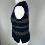 Me&Em £195 Navy Stripe Cashmere & Silk Sweater Vest S