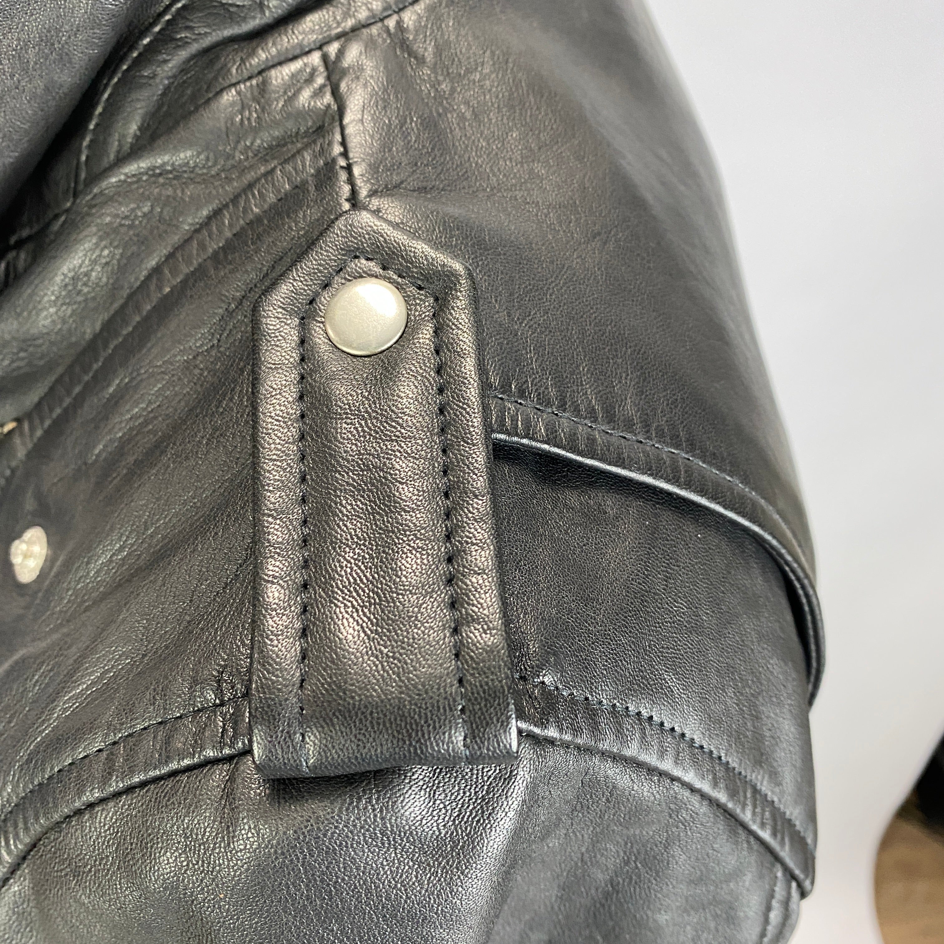 Sezane New £370 Black Lambs Leather Zig Biker Jacket M
