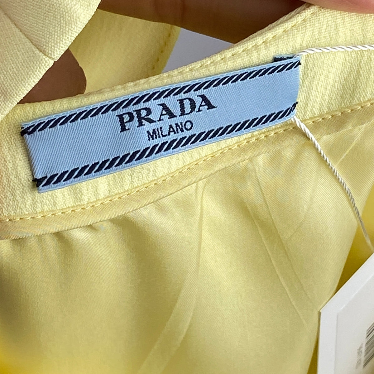 Prada Butter Yellow Crepe A-Line Top XS