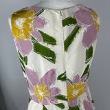 Prada Cream Appliqué Panel Silk Floral Midi Dress M