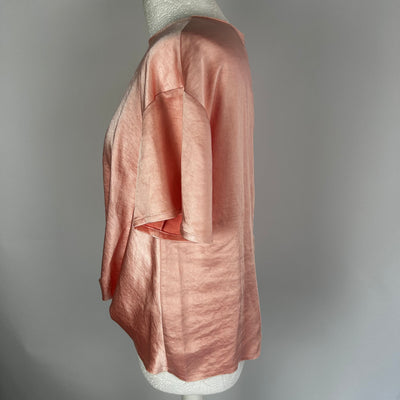 Rejina Pyo Pink Silky Tie Detail T Shirt L