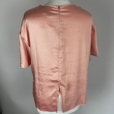 Rejina Pyo Pink Silky Tie Detail T Shirt L