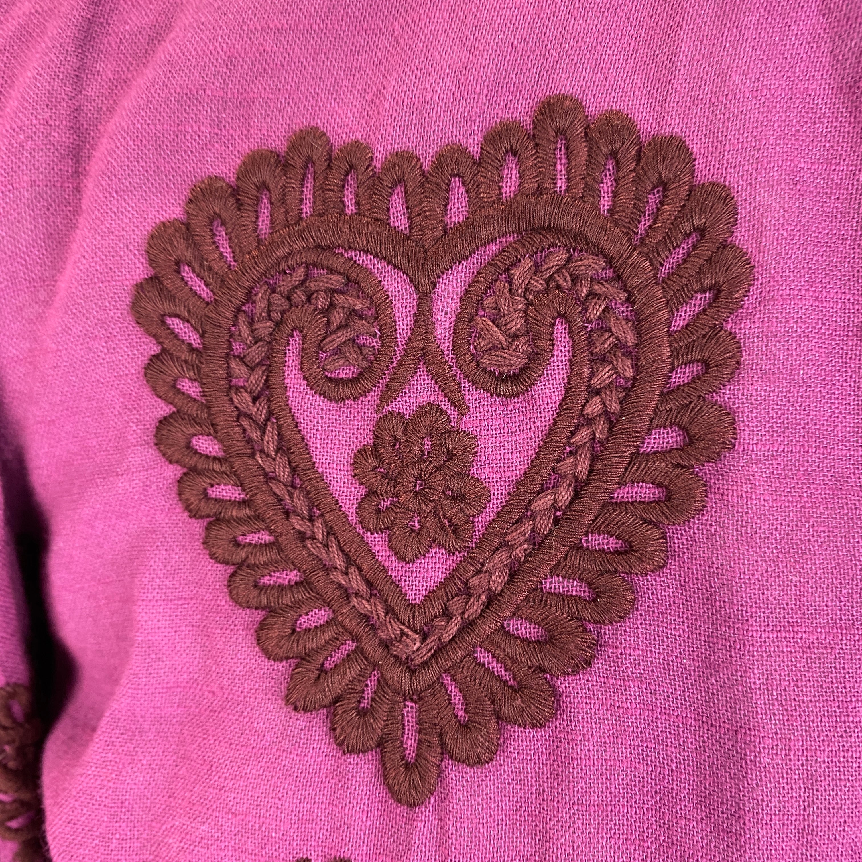Antik Batik £310 Magenta Embroidered Cotton Cossack Blouse M