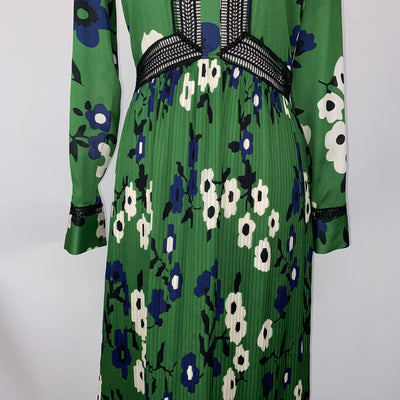 Self-Portrait Green Floral Silk Maxi Dress XXS