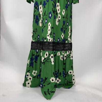 Self-Portrait Green Floral Silk Maxi Dress XXS