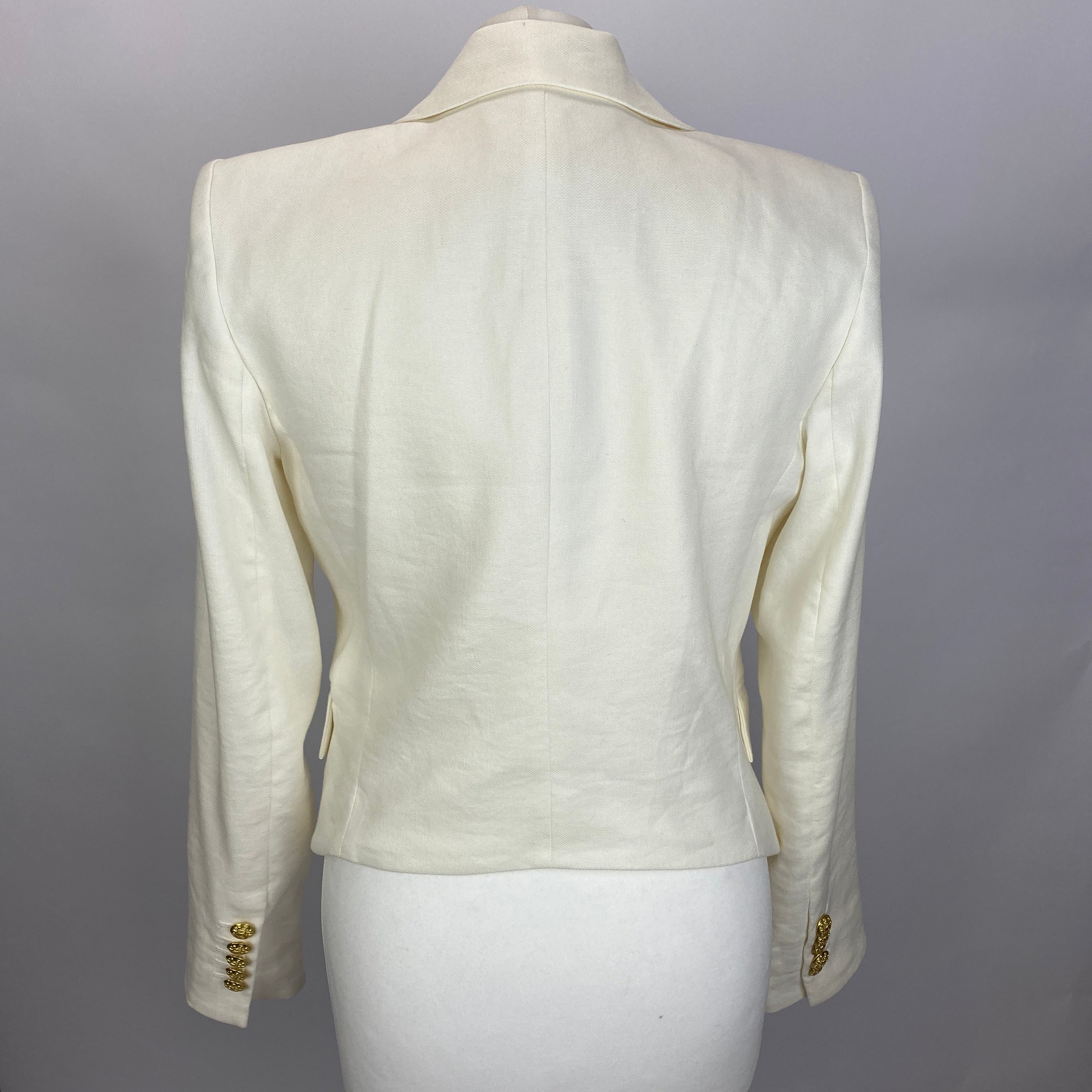 Veronica Beard Ivory Linen Mix Brass Button Dickey Jacket S