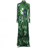 Self-Portrait Green Floral Silk Maxi Dress XXS