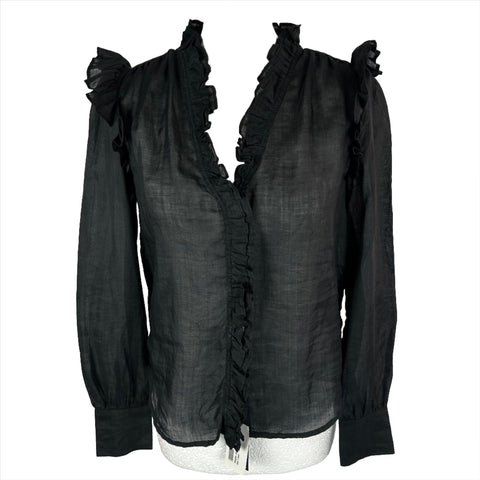 Frame Brand New Black Linen Lauren Blouse XS