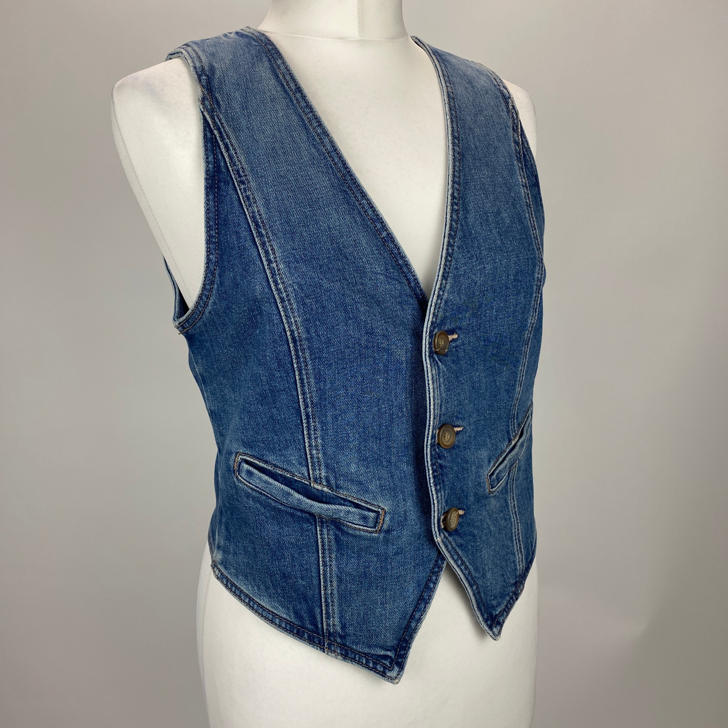 Clare V x Mother $320 Vintaged Denim Waistcoat XS