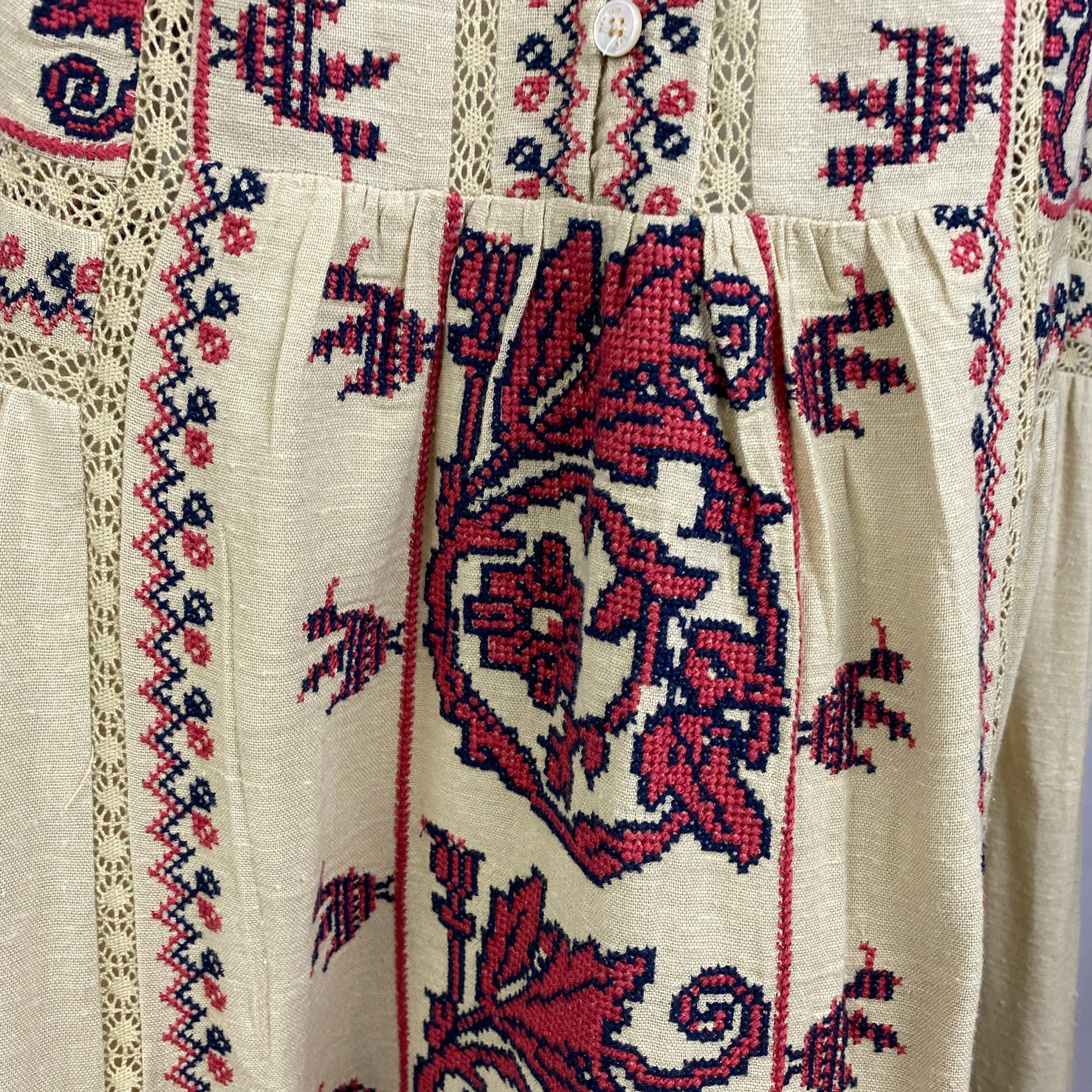 Sea New York Deep Cream Cross-Stitched Maxi Dress M