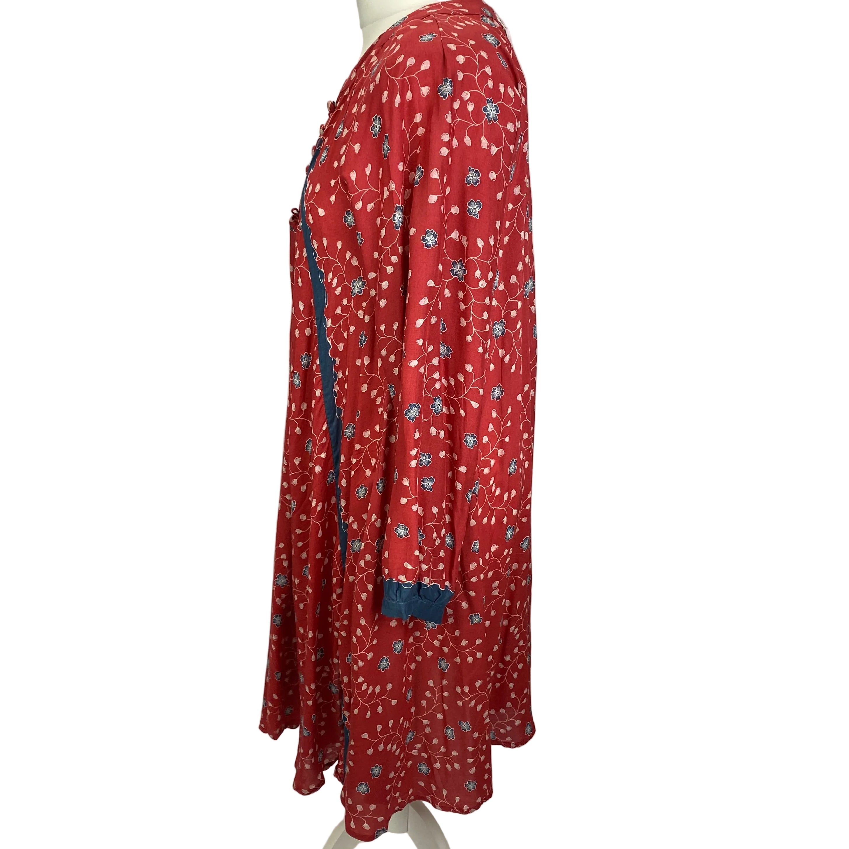 Natalie Martin New £245 Washed Red Floral Viscose Midi Dress M