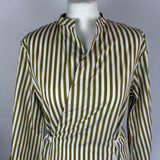 Joseph Olive & White Striped Belted Maxi Dress S