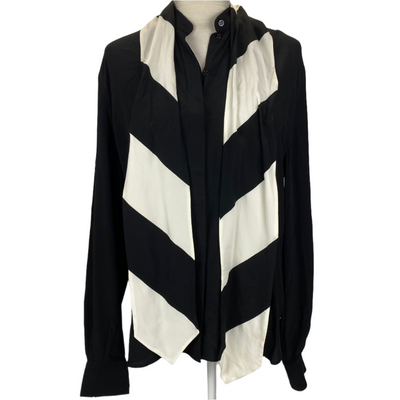 Givenchy Black Silk Blouse with Stripe Tie S