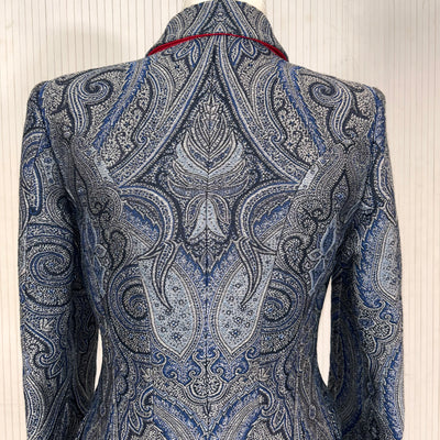 Etro £1400 Blue & Grey Paisley Brocade Blazer S