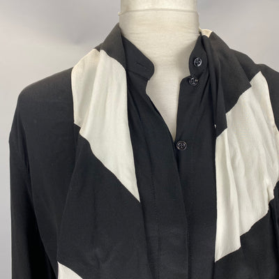 Givenchy Black Silk Blouse with Stripe Tie S