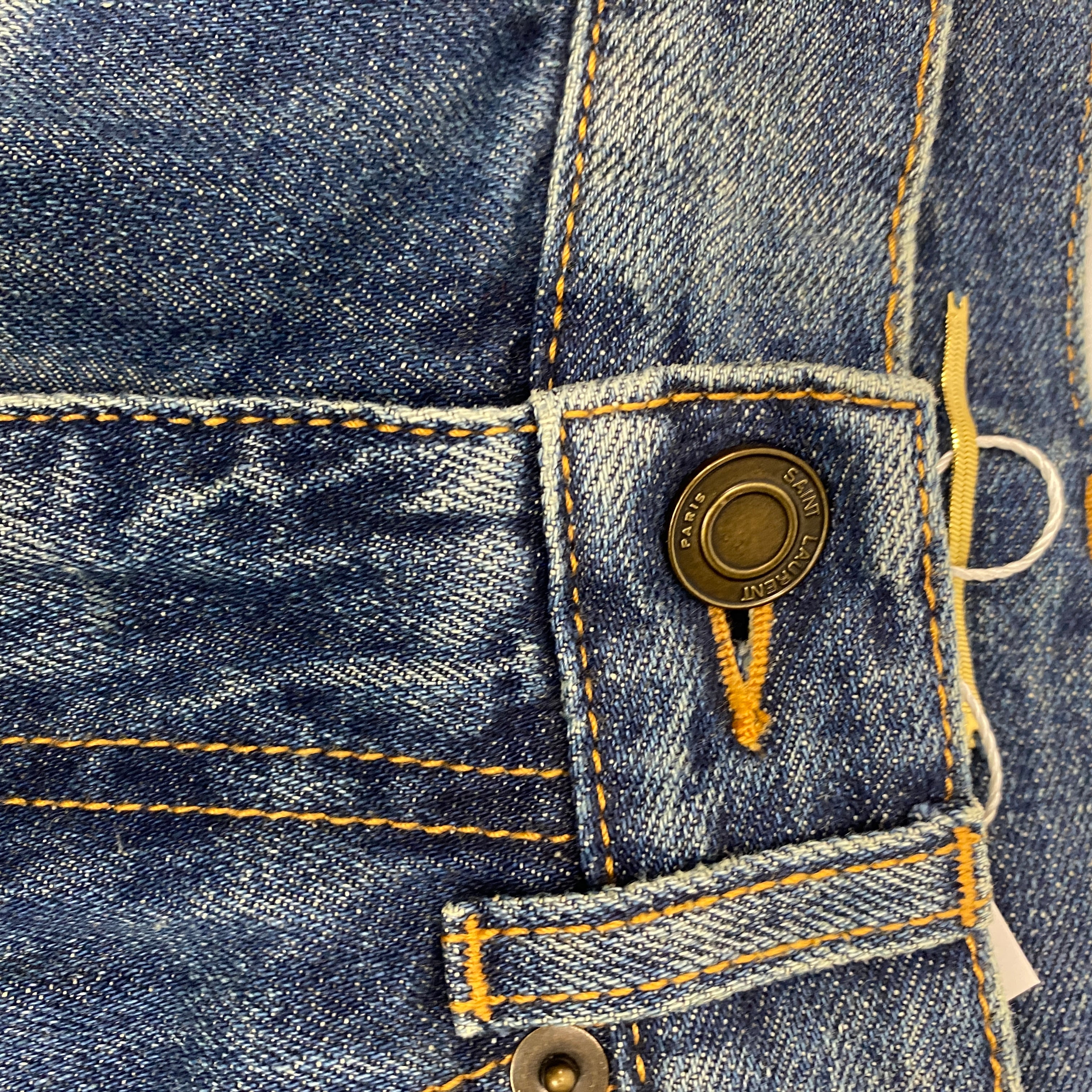 Saint Laurent New £790 Vintaged Blue Denim Wide Leg Jeans 28