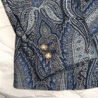 Etro £1400 Blue & Grey Paisley Brocade Blazer S