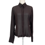 Christian Dior New Chocolate Silk Chiffon Shirt L