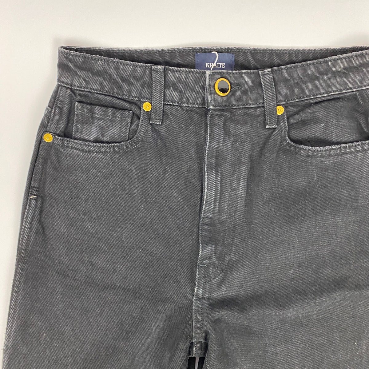 Khaite £460 Washed Black Denim Abigail Crop Jeans 24