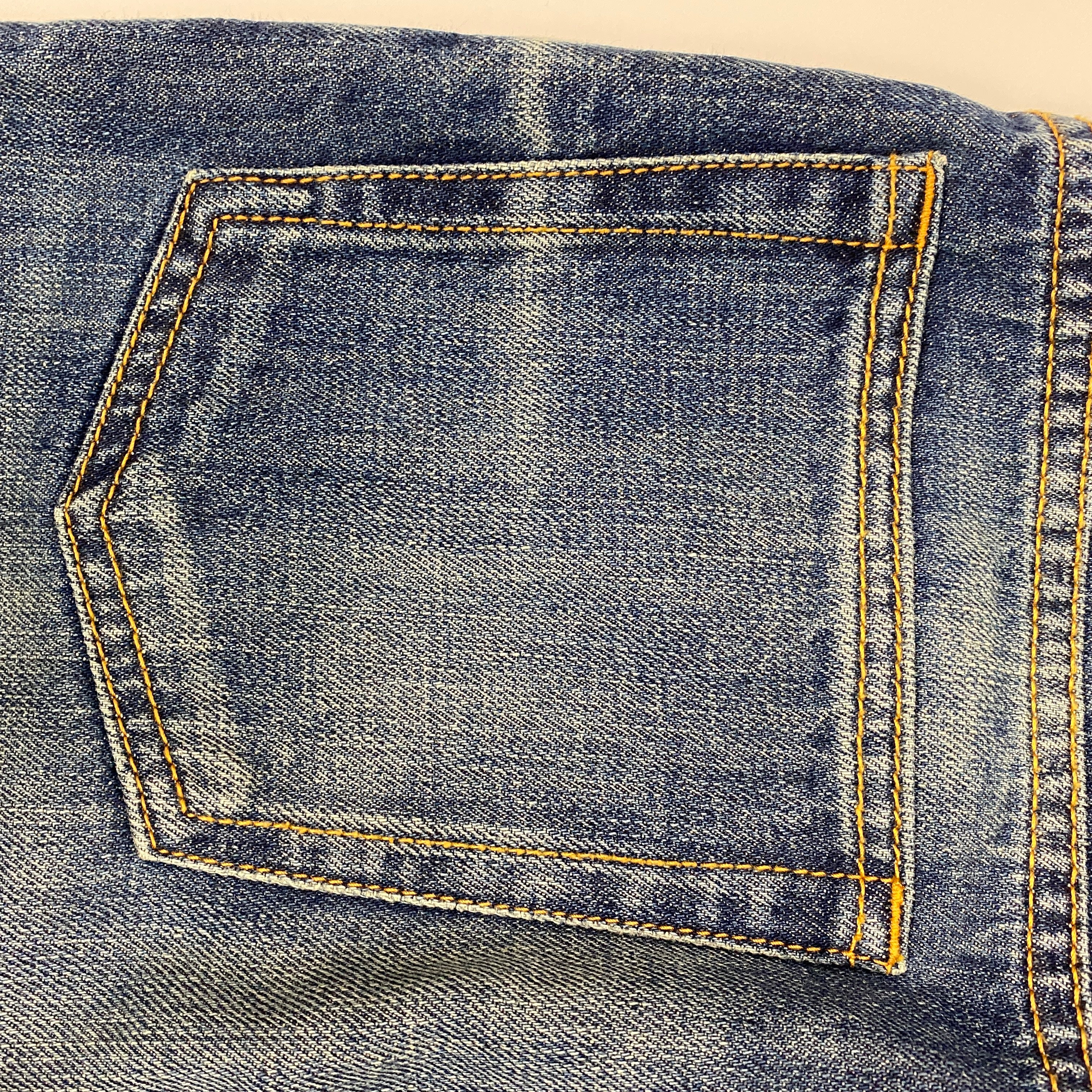 Saint Laurent New £790 Vintaged Blue Denim Wide Leg Jeans 28