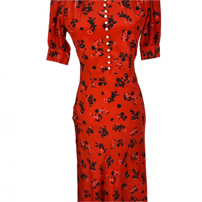 Alessandra Rich Brand New £1710 Red Floral Silk Maxi Dress XXS