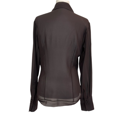 Christian Dior New Chocolate Silk Chiffon Shirt L