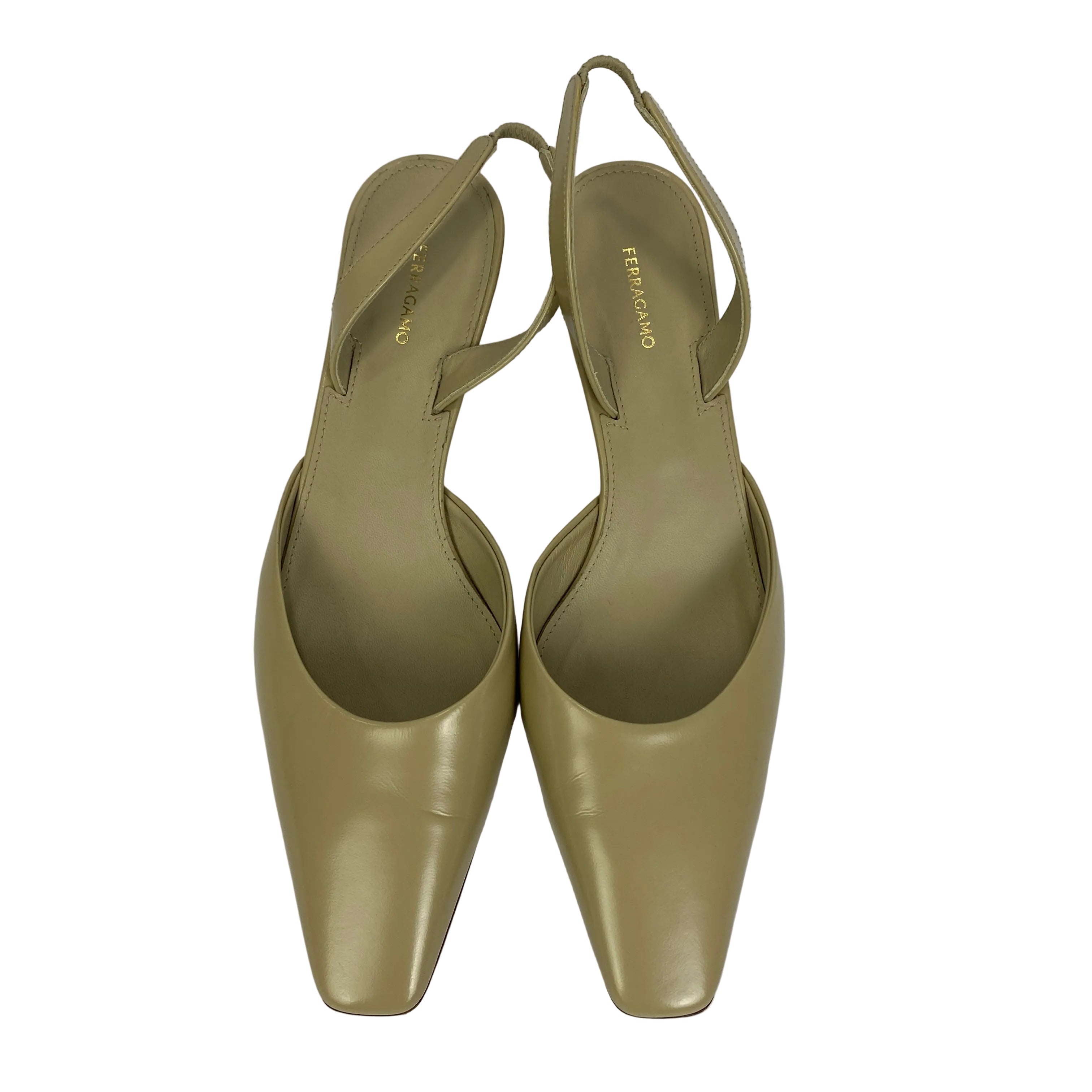 Ferragamo £755 Deep Cream Cage Slingback Heels 38