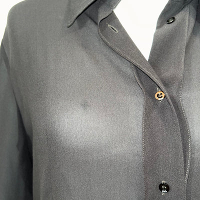 Christian Dior New Chocolate Silk Chiffon Shirt L