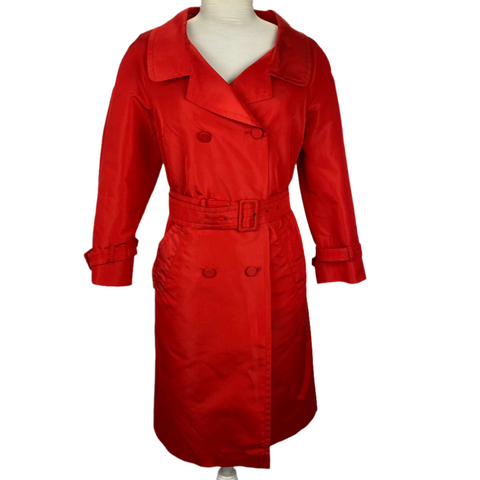 Prada Ruby Silk Mix Super Lightweight Belted Coat XS/S