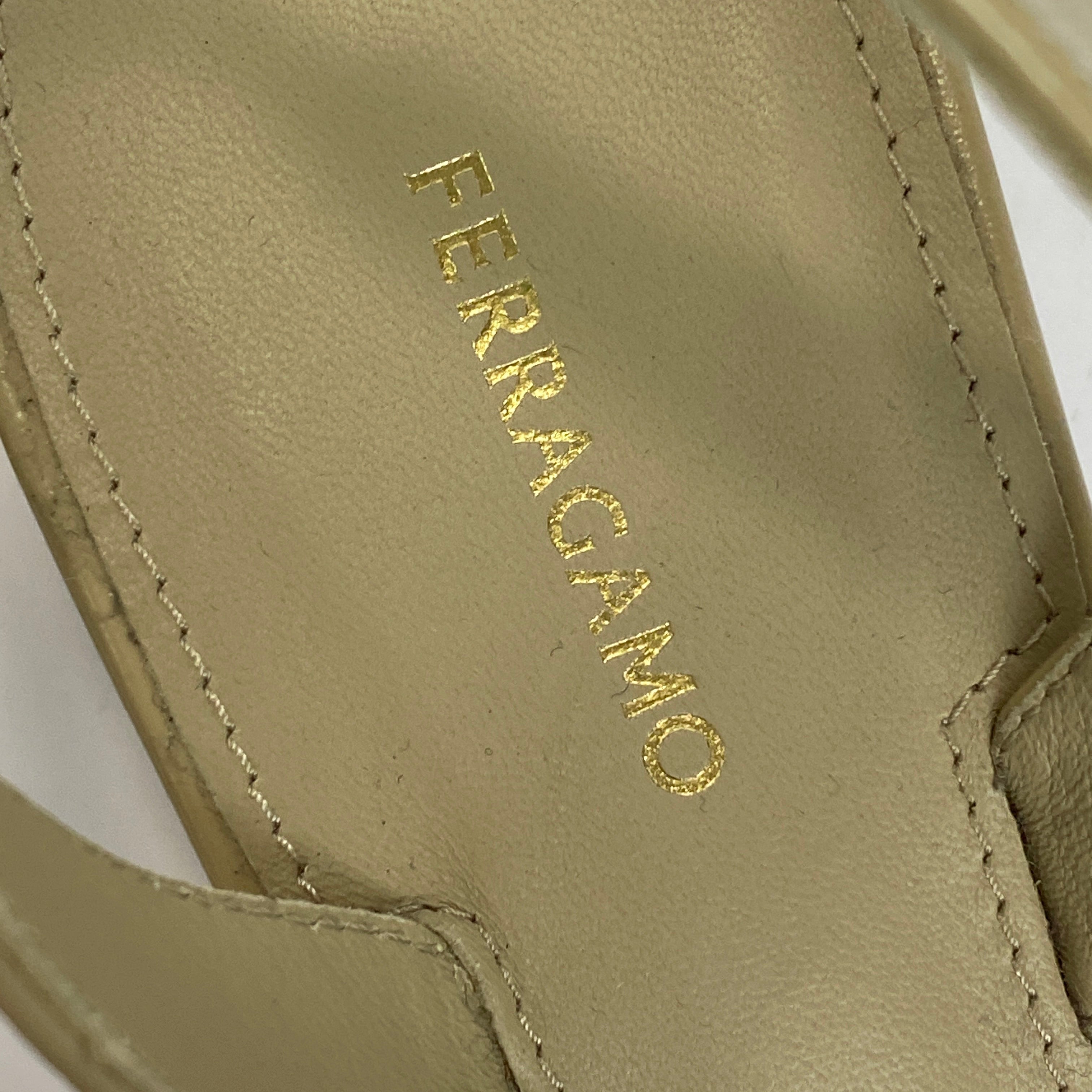 Ferragamo £755 Deep Cream Cage Slingback Heels 38