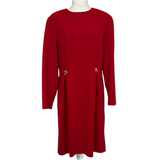 Celine Vintage Ruby Wool Crepe Fitted Dress XL