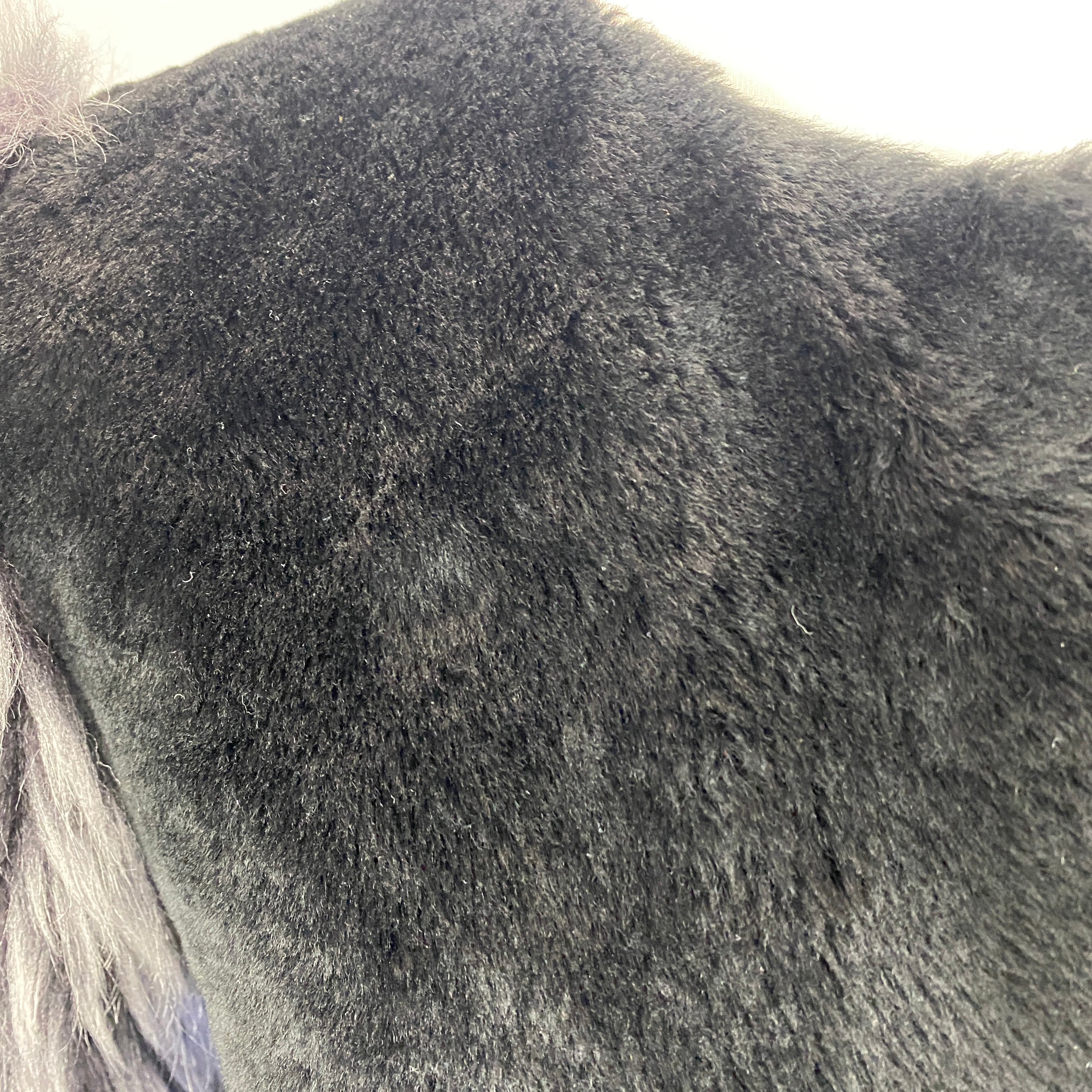 Uterque Black Grey & Blue Colourblock Shearling Jacket S