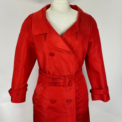 Prada Ruby Silk Mix Super Lightweight Belted Coat XS/S