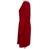 Celine Vintage Ruby Wool Crepe Fitted Dress XL