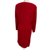 Celine Vintage Ruby Wool Crepe Fitted Dress XL