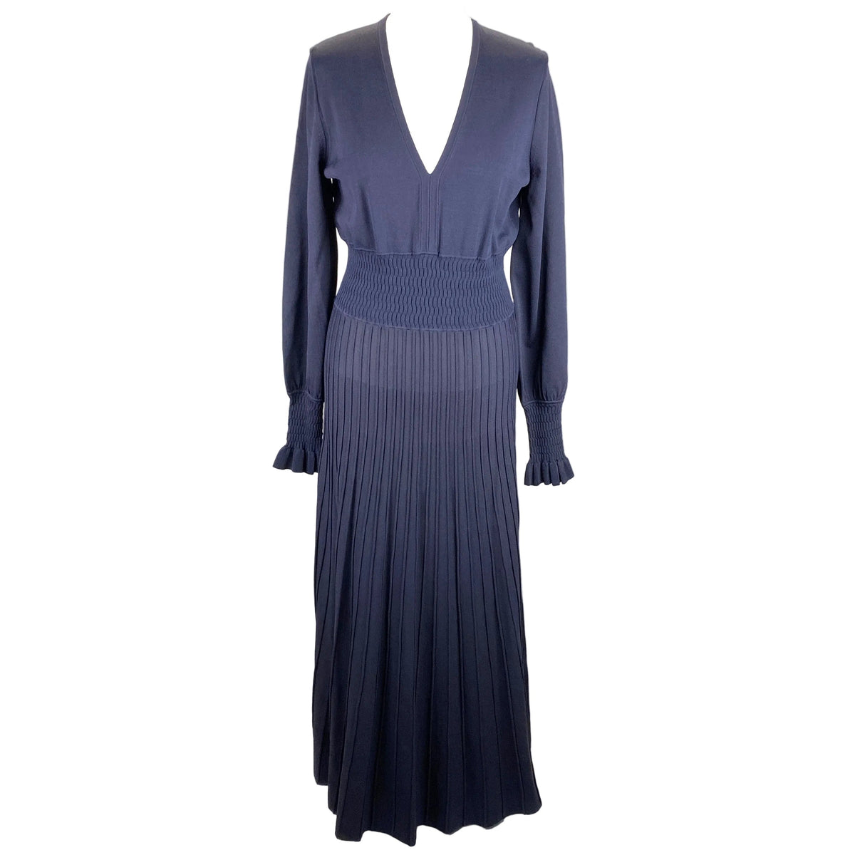 Me&Em Navy Smocking Knit Long Dress L