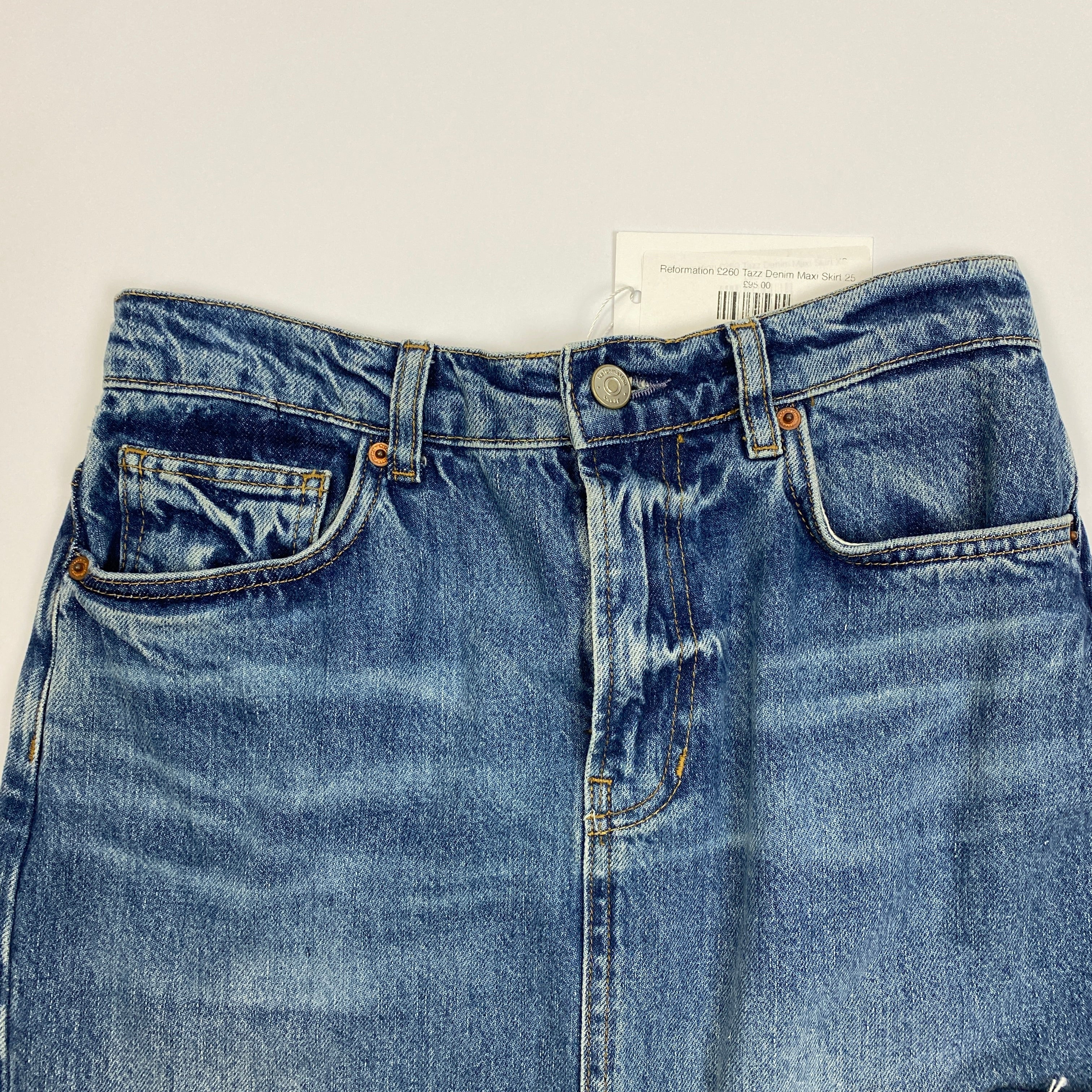 Reformation £260 Tazz Denim Maxi Skirt 25
