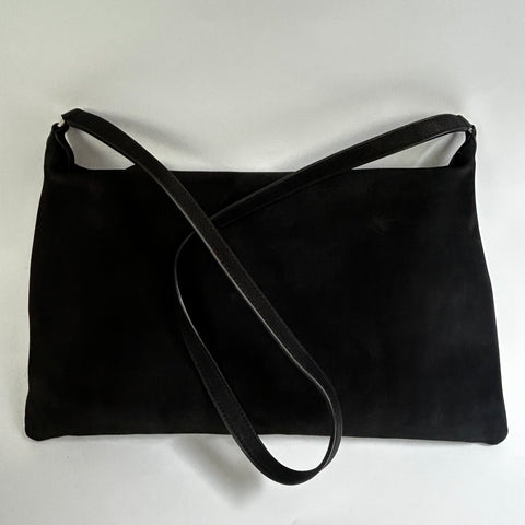 The Row £960 Rare Black Nubuck Medium Morgan Shoulderbag