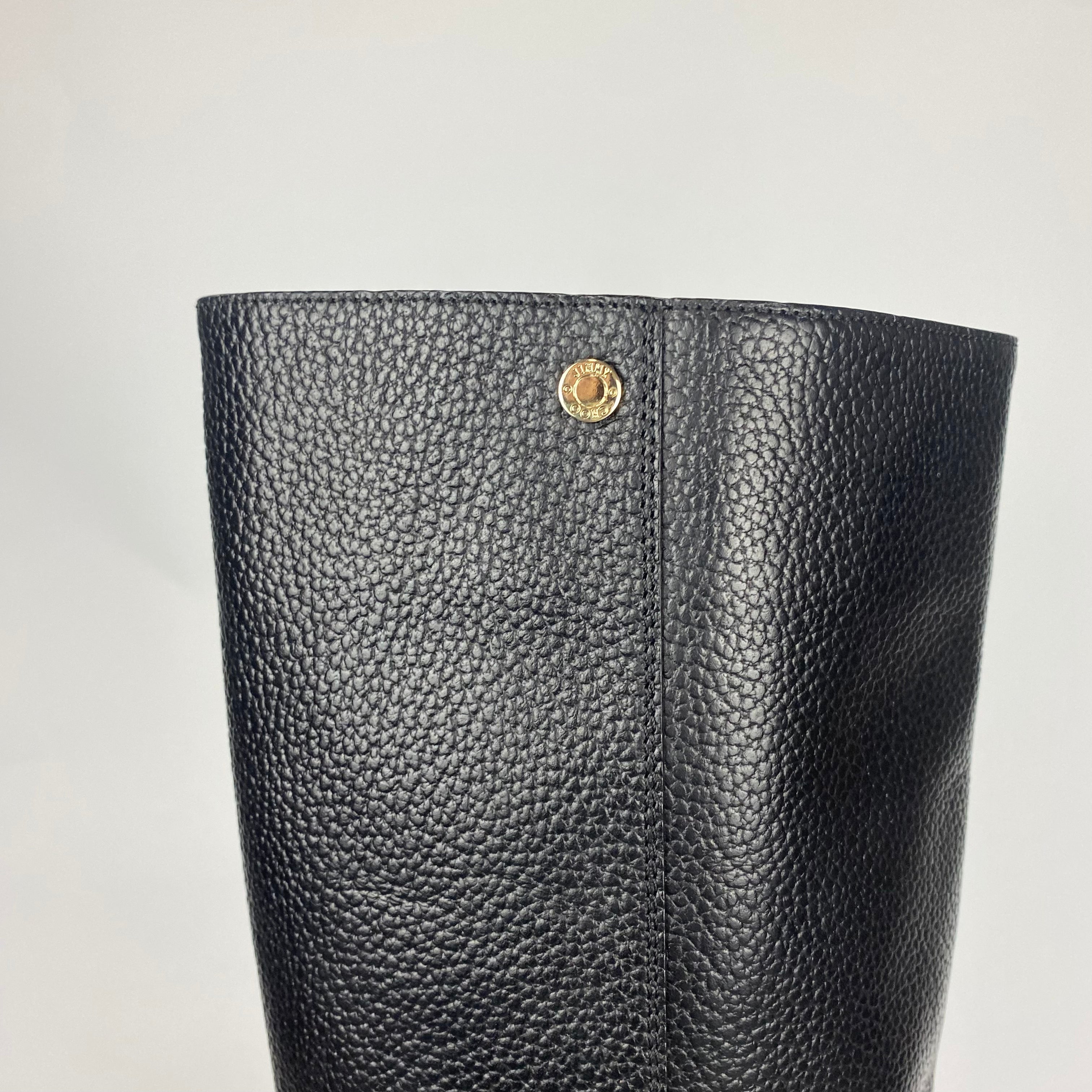 Jimmy Choo £1225 Black Pebbled Leather Knee Boots 38