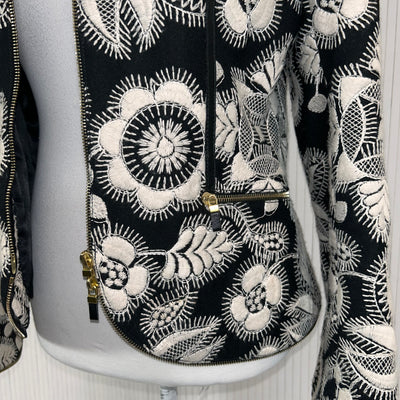 Alexander McQueen Black & Cream Embroidered Wool Jacket M