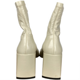 Courreges £760 Cream Wet Look Square Toe Re-Edition Ankle Boots 38